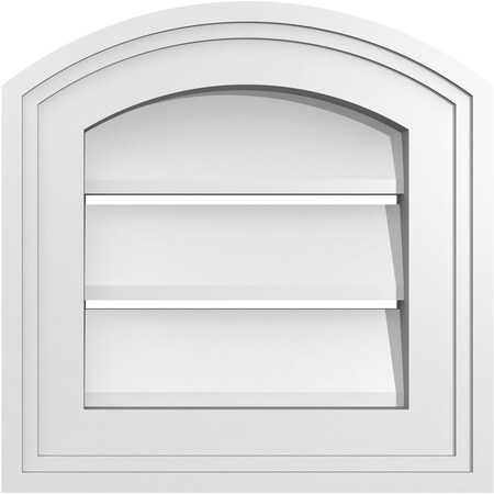Ekena Millwork Arch Top Surface Mount PVC Gable Vent: Non-Functional, w/ 3-1/2"W x 1"P Standard Frame, 42"W x 42"H GVPAR42X4201SN